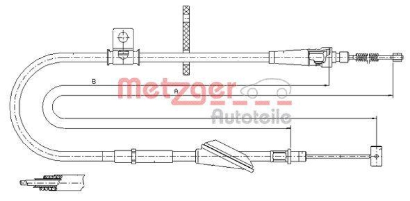 METZGER 11.5745 Seilzug, Feststellbremse für OPEL hinten rechts