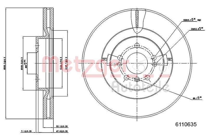 METZGER 6110635 Bremsscheibe Lack/Ks/Ms/Hc für MB VA