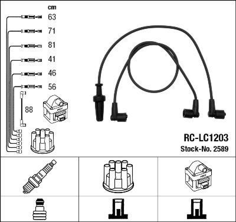 NGK 2589 Zündleitungssatz RC-LC1203 |Zündkabel