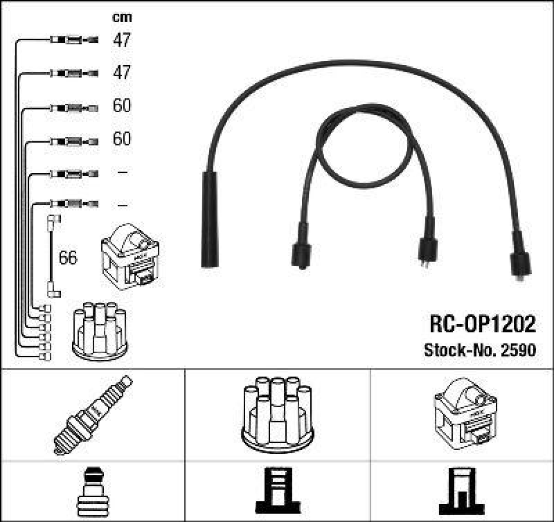 NGK 2590 Zündleitungssatz RC-OP1202 |Zündkabel