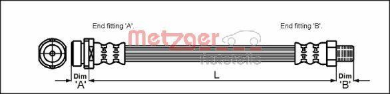 METZGER 4112316 Bremsschlauch für FORD HA links/rechts