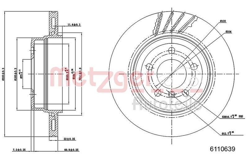 METZGER 6110639 Bremsscheibe Lack/Ks/Ms für BMW HA