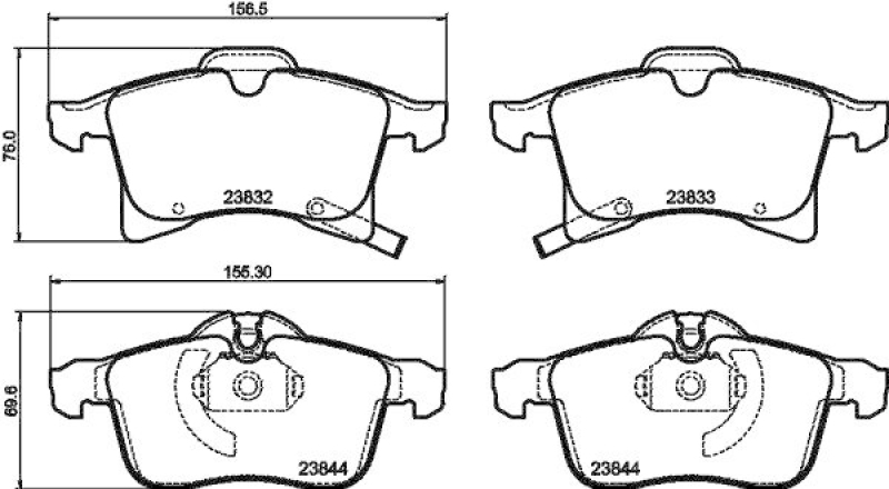 HELLA 8DB 355 009-221 Bremsbelagsatz, Scheibenbremsbelag für OPEL