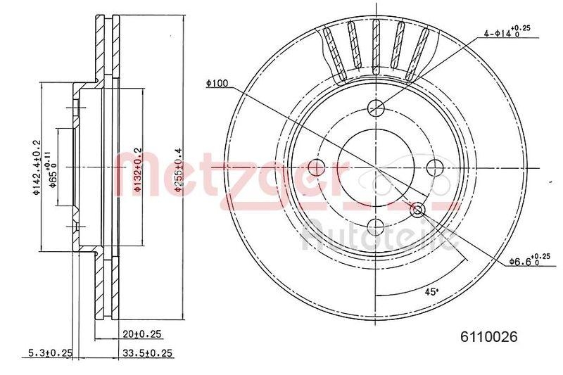 METZGER 6110026 Bremsscheibe Lack/Ks/Ms für SEAT/VW VA