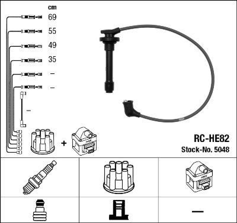 NGK 5048 Zündleitungssatz RC-HE82 |Zündkabel