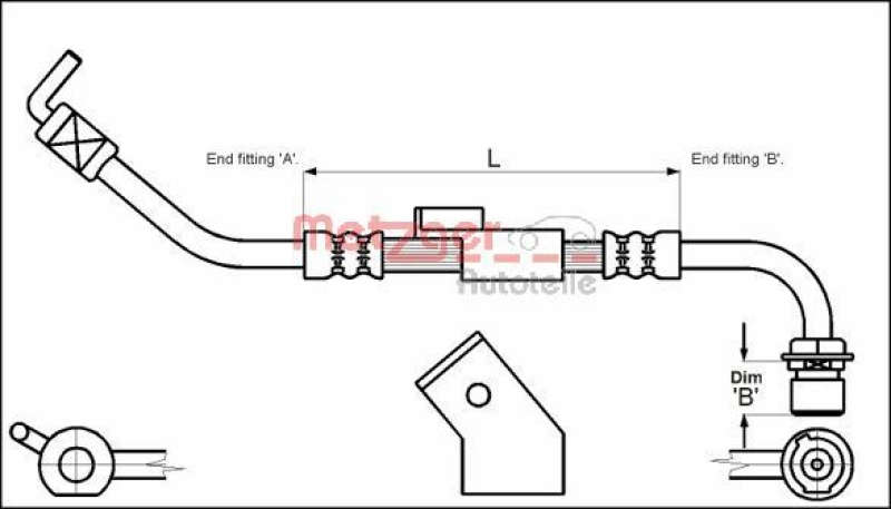 METZGER 4112334 Bremsschlauch für FORD VA links