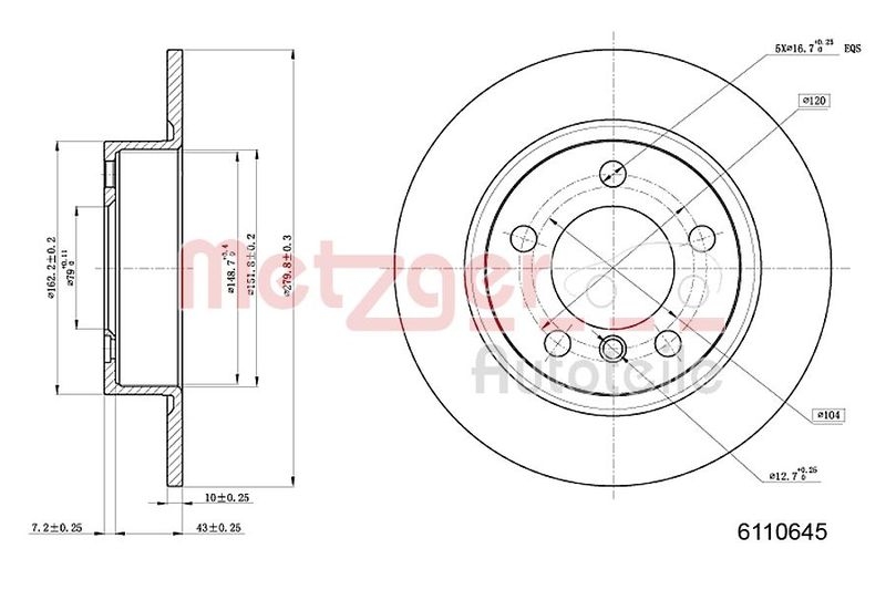 METZGER 6110645 Bremsscheibe Lack/Ks für MINI HA