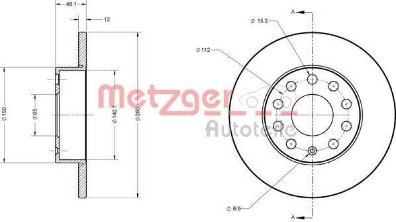 METZGER 6110030 Bremsscheibe Lack/Ks/Ms für AUDI/SEAT/SKODA/VW HA