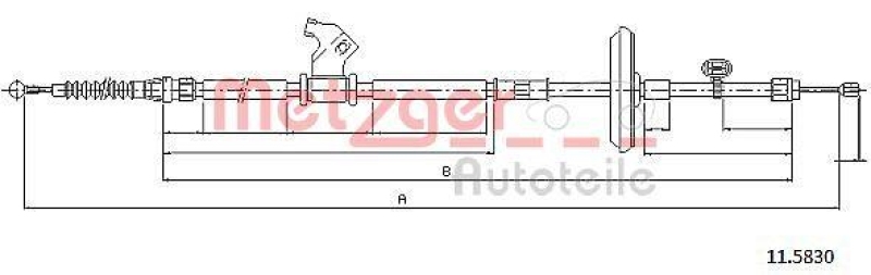 METZGER 11.5830 Seilzug, Feststellbremse für OPEL hinten rechts