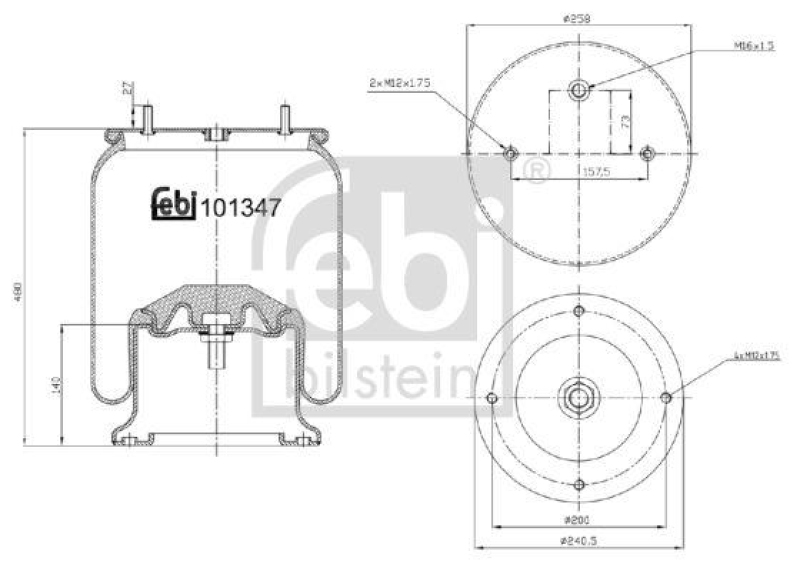 FEBI BILSTEIN 101347 Luftfederbalg mit Stahlkolben für DAF