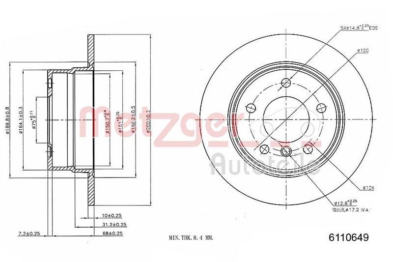 METZGER 6110649 Bremsscheibe Lack/Ks/Ms für BMW HA