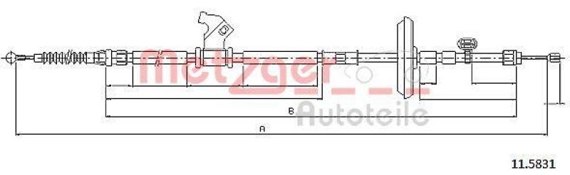 METZGER 11.5831 Seilzug, Feststellbremse f&uuml;r OPEL hinten links