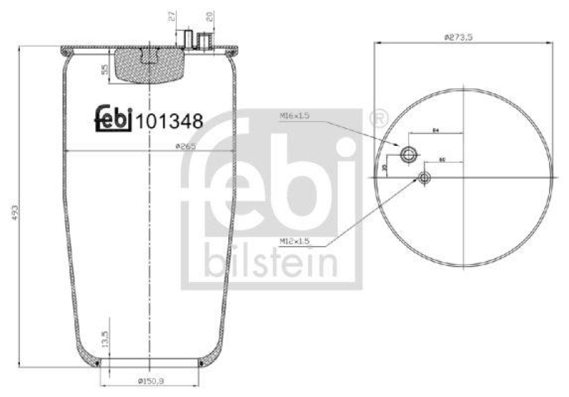 FEBI BILSTEIN 101348 Luftfederbalg ohne Kolben für M A N