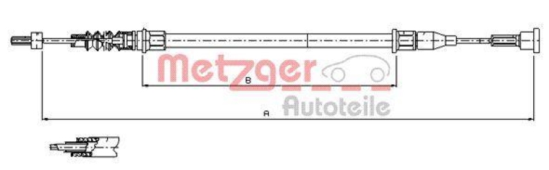 METZGER 11.5761 Seilzug, Feststellbremse für OPEL hinten rechts