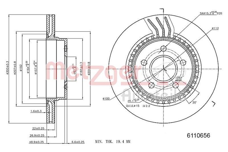 METZGER 6110656 Bremsscheibe Lack/Ks für MB HA