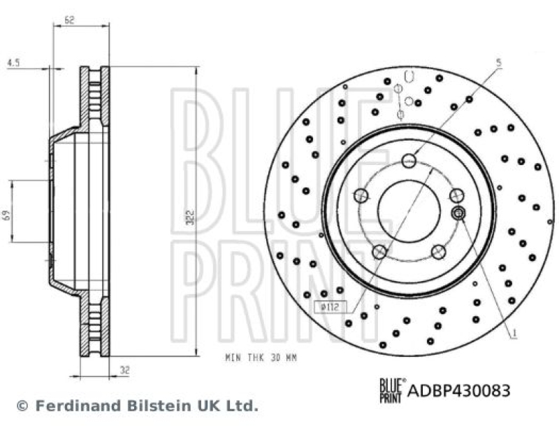 BLUE PRINT ADBP430083 Bremsscheibe f&uuml;r Mercedes-Benz PKW