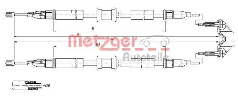 METZGER 11.5765 Seilzug, Feststellbremse für OPEL hinten