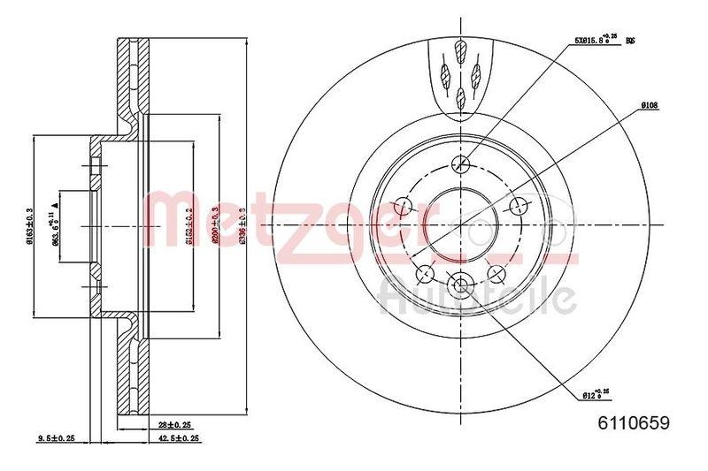 METZGER 6110659 Bremsscheibe Lack/Ks für VOLVO VA