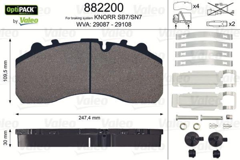 VALEO 882200 Bremsbelagsatz OptiPACK