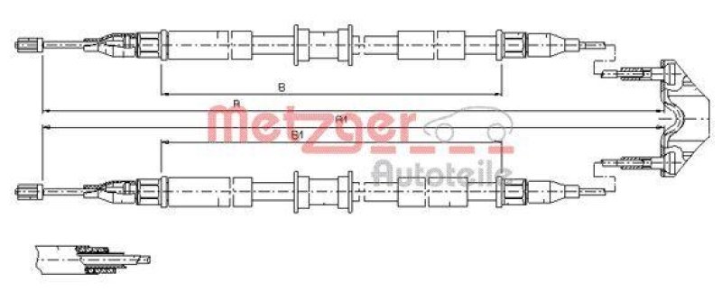 METZGER 11.5765 Seilzug, Feststellbremse f&uuml;r OPEL hinten