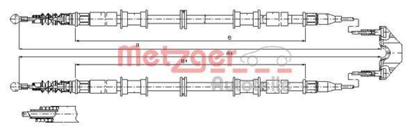 METZGER 11.5866 Seilzug, Feststellbremse für OPEL hinten