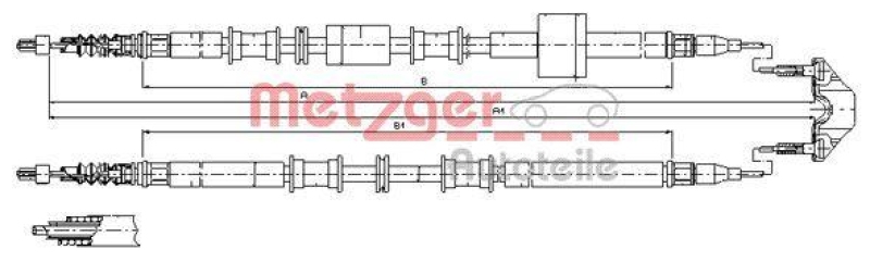 METZGER 11.5766 Seilzug, Feststellbremse für OPEL hinten links/rechts