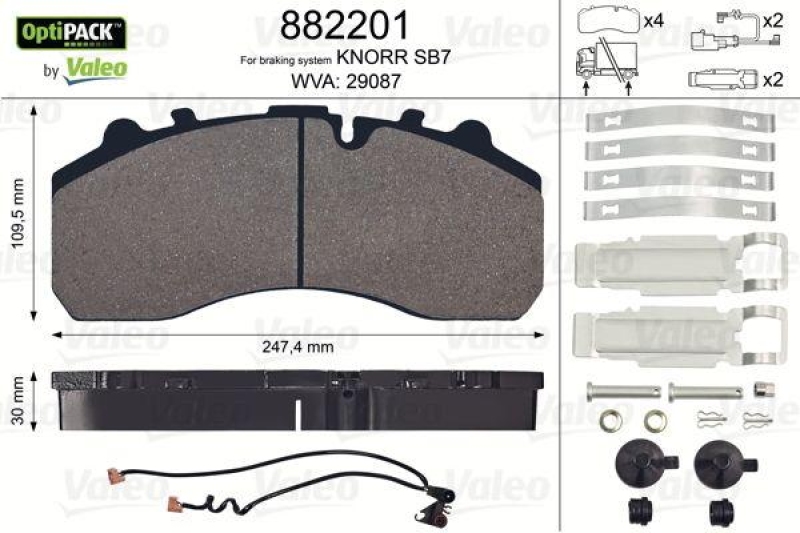 VALEO 882201 Bremsbelagsatz OptiPACK