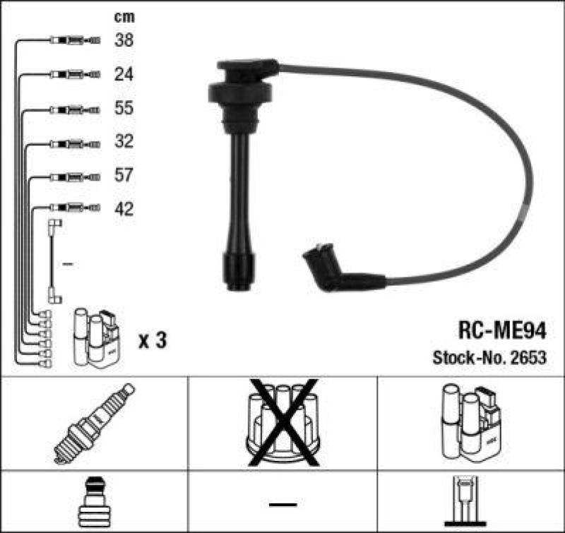 NGK 2653 Zündleitungssatz RC-ME94 |Zündkabel