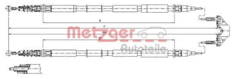 METZGER 11.5867 Seilzug, Feststellbremse für OPEL hinten