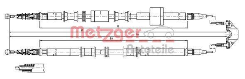 METZGER 11.5767 Seilzug, Feststellbremse für OPEL hinten links/rechts