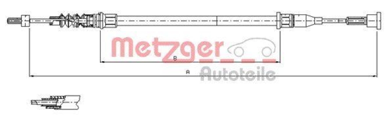 METZGER 11.5768 Seilzug, Feststellbremse für OPEL hinten rechts