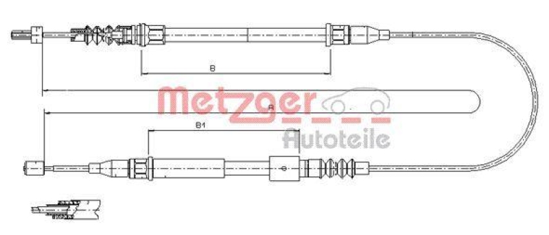 METZGER 11.5769 Seilzug, Feststellbremse für OPEL hinten links