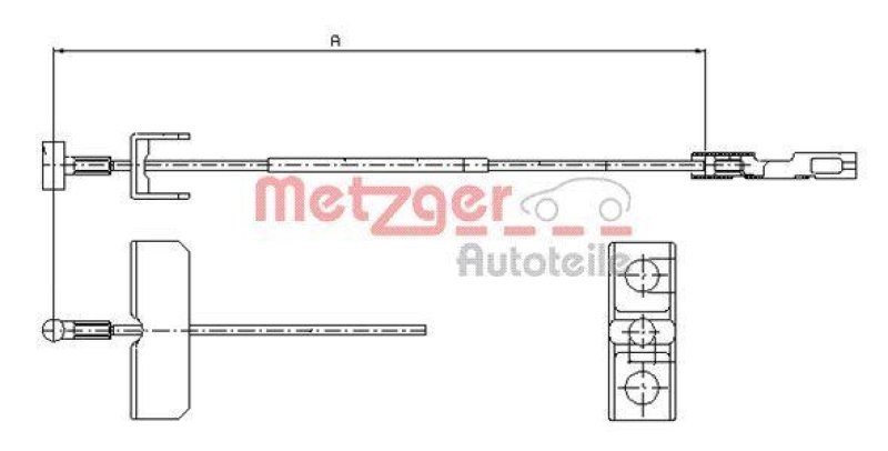 METZGER 11.6802 Seilzug, Feststellbremse für NISSAN/OPEL/RENAULT MITTE