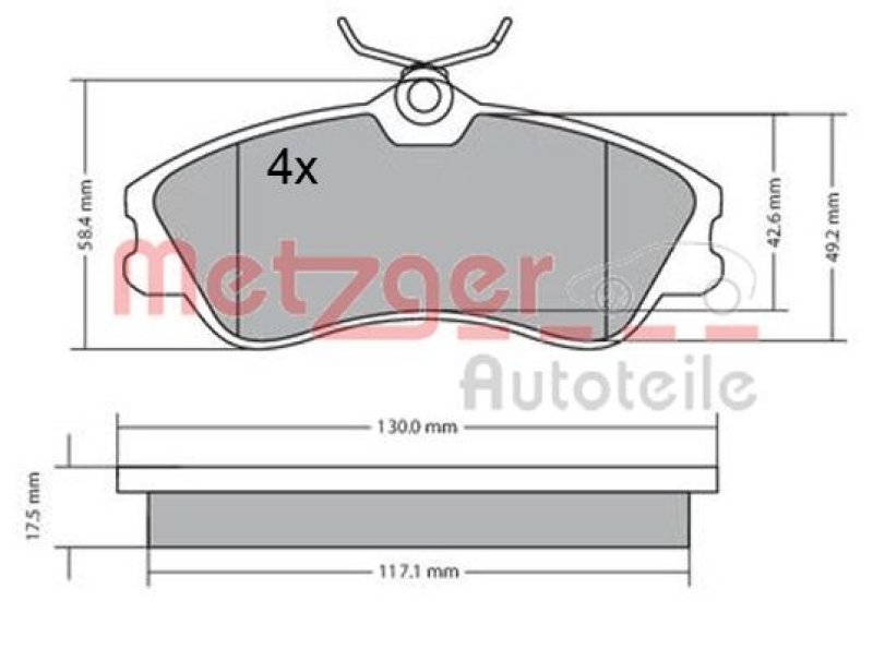 METZGER 1170377 Bremsbelagsatz, Scheibenbremse WVA 23 346