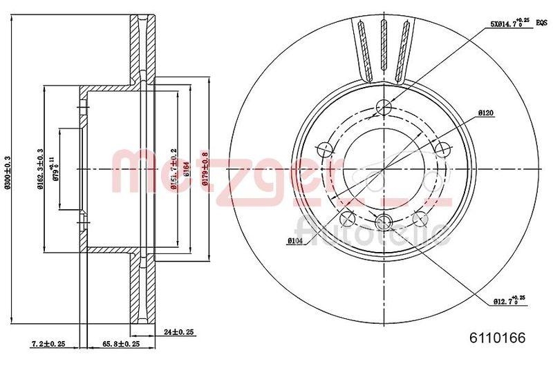 METZGER 6110166 Bremsscheibe Lack/Ks für BMW VA