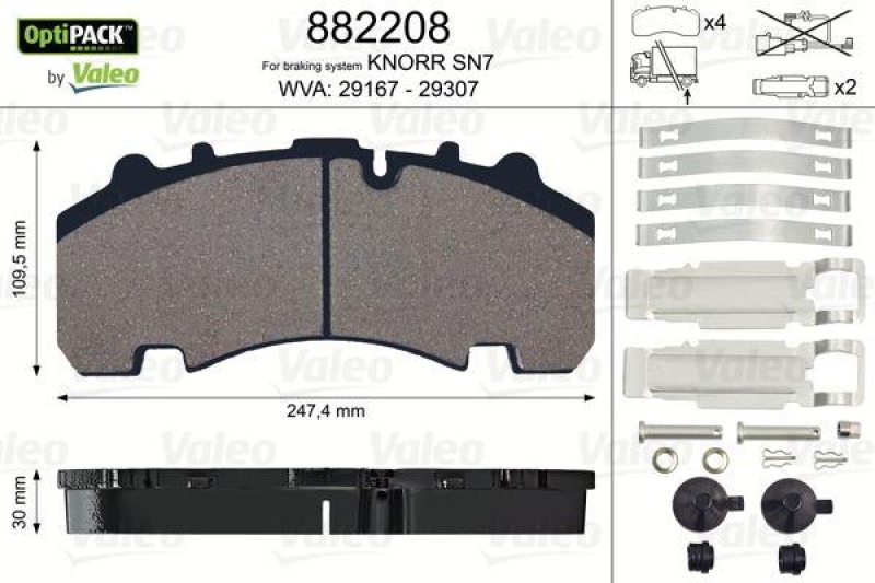 VALEO 882208 Bremsbelagsatz OptiPACK