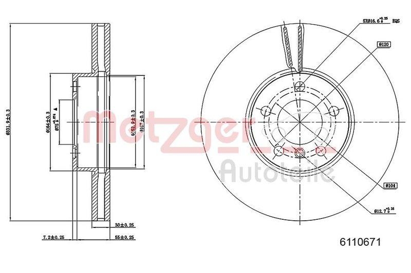 METZGER 6110671 Bremsscheibe Lack/Ks/Ms/Hc für BMW VA