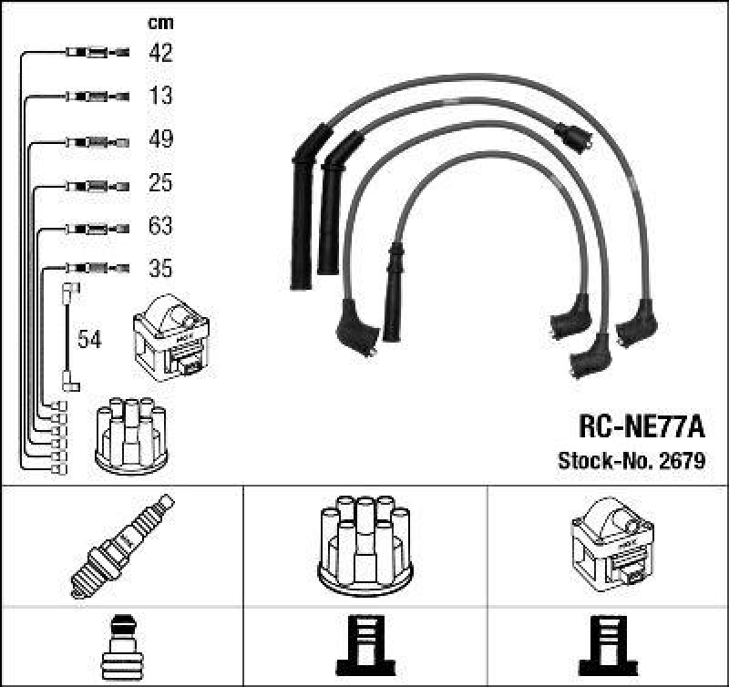 NGK 2679 Zündleitungssatz RC-NE77A |Zündkabel