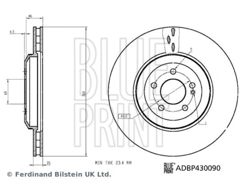 BLUE PRINT ADBP430090 Bremsscheibe für Mercedes-Benz PKW