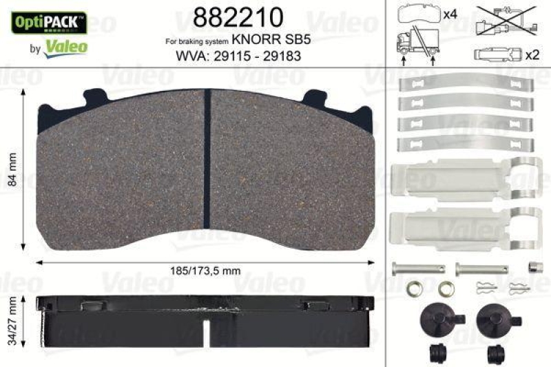 VALEO 882210 Bremsbelagsatz OptiPACK