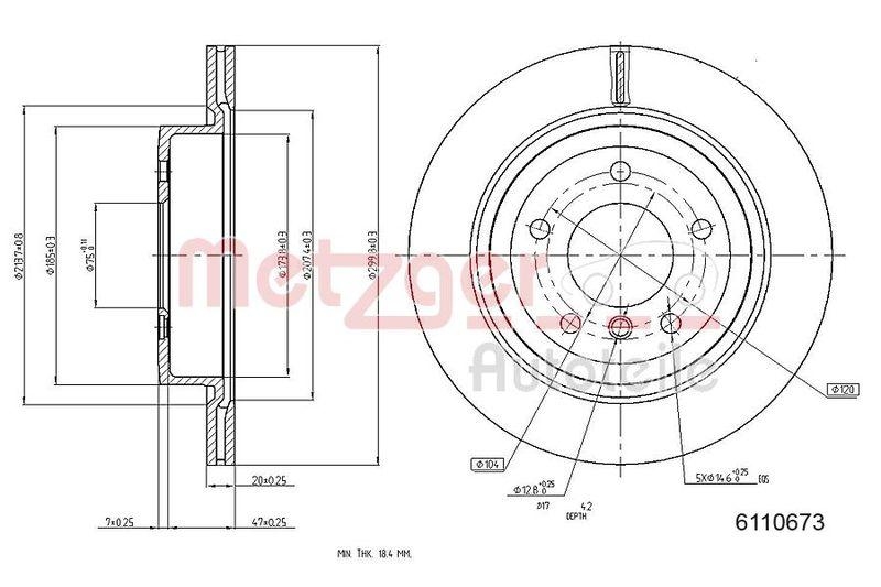 METZGER 6110673 Bremsscheibe Lack/Ks für BMW HA