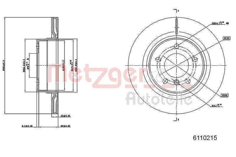 METZGER 6110215 Bremsscheibe Lack/Ks/Ms f&uuml;r BMW HA