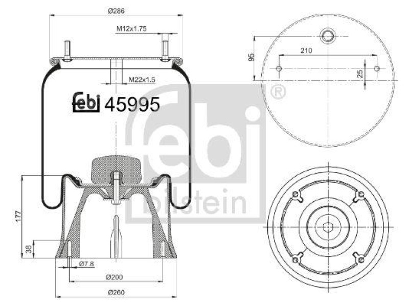 FEBI BILSTEIN 45995 Luftfederbalg mit Kunststoffkolben für Sauer