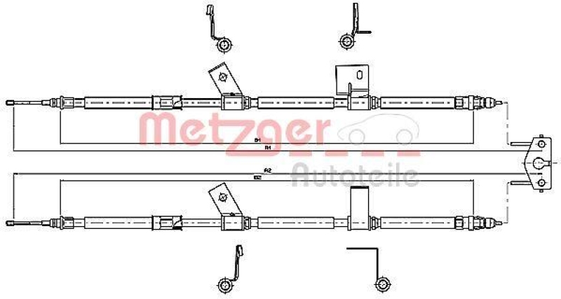 METZGER 11.5780 Seilzug, Feststellbremse für OPEL hinten