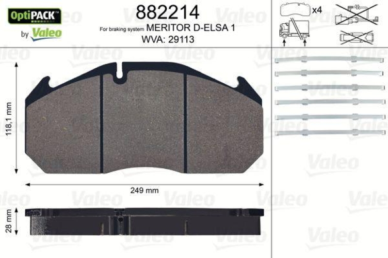 VALEO 882214 Bremsbelagsatz OptiPACK