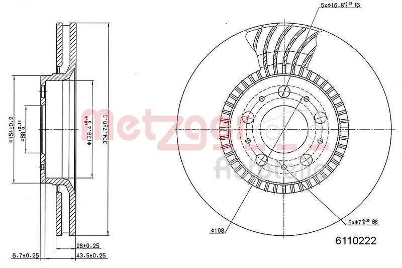 METZGER 6110222 Bremsscheibe Lack/Ks/Ms f&uuml;r VOLVO VA