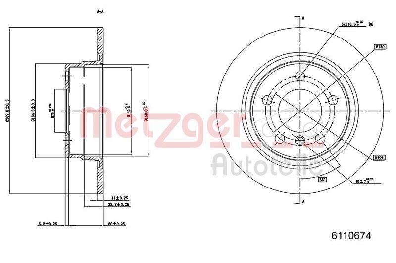 METZGER 6110674 Bremsscheibe Lack/Ks für BMW HA