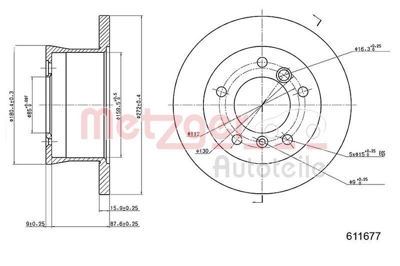 METZGER 6110677 Bremsscheibe Lack/Ks/Ms für MB/VW HA