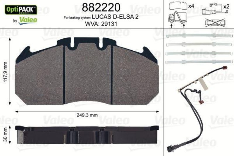 VALEO 882220 Bremsbelagsatz OptiPACK