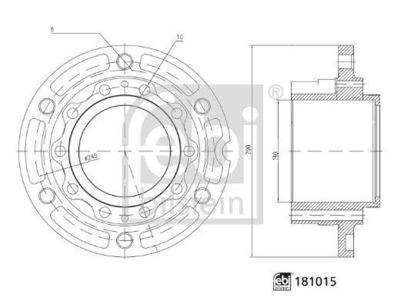 FEBI BILSTEIN 181015 Radnabe ohne Radlager für M A N